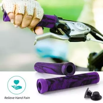 Чехол на руль с заглушками. Удобные противоскользящие амортизирующие резиновые велосипедные ручки. чёрный