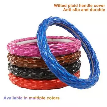 Чехол на рулевое колесо автомобиля, анти-ромб, 3D кожа, блестящая искусственная кожа, 38 см, четыре 38cm синий