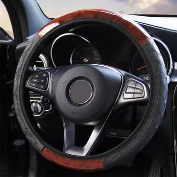 Чехол на рулевое колесо автомобиля с тиснением из кожи персикового дерева без внутреннего кольца для NISSAN-note