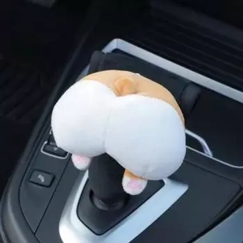 Чехол на рычаг переключения передач автомобиля, плюшевый чехол на ручку ручного тормоза Corgi Butt, нескользящий чехол на электронный тормоз, чехол на ручку переключения передач, аксессуары для салона автомобиля
