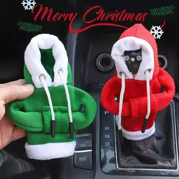 Чехол на рычаг переключения передач автомобиля Рождественские куртки Ручка переключения передач Толстовка с капюшоном на коробку передач Чехол на рычаг переключения передач Аксессуары для автомобиля красный