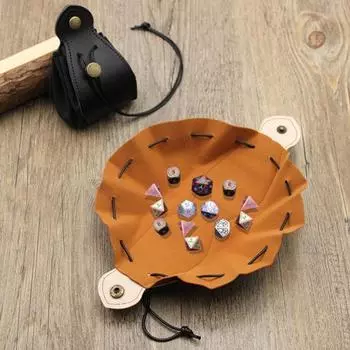 Чехол на шнурке для игральных костей, износостойкий, легкий, портативный, из искусственной кожи, ювелирные изделия, монета, маленькая сумка для хранения аксессуаров темно-коричневого