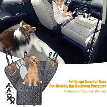Чехол на сиденье автомобиля для собак, водонепроницаемый чехол на заднее сиденье, гамак с сетчатым окошком A