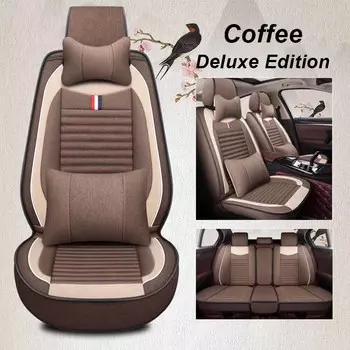 Чехол на сиденье автомобиля Льняной чехол на сиденье Специальный чехол на сиденье Four Seasons Универсальная подушка для сиденья Полный конверт из ткани Чехол на сиденье Подушка Standard Edition чёрный