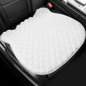 Чехол на сиденье автомобиля, мягкие подушки для сидений, универсальная плюшевая передняя защитная накладка, внутренняя часть белый