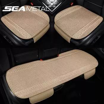 Чехол на сиденье автомобиля SEAMETAL Ice Silk, полный комплект, дышащий нескользящий чехол на сиденье автомобиля, защита на четыре сезона, автомобильные аксессуары 2*Front+1*Rear чёрный