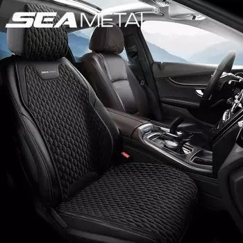 Чехол на сиденье автомобиля SEAMETAL с защитой спинки, льняная подушка для переднего сиденья, накладка для салона автомобиля, грузовика, внедорожника, фургона 1* front seat bottom чёрный