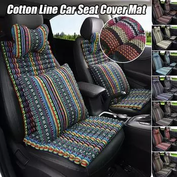 Чехол на сиденье автомобиля в этническом стиле Bohemia, дышащий лен, универсальная автомобильная подушка, моделирование салона автомобиля на четыре сезона