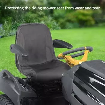 Чехол на сиденье газонокосилки, водонепроницаемый чехол на сиденье трактора с 2 карманами для хранения, средний, черный M чёрный
