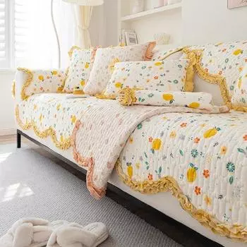 Чехол на сиденье из хлопка, чехол на угловой диван для гостиной, защитный чехол для дивана-кровати, нескользящая подушка для дивана 70x70