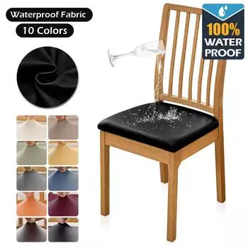 Чехол на сиденье стула из искусственной кожи, съемный водонепроницаемый чехол для кухонного обеденного стула, эластичный чехол на сиденье для отеля, домашней кухни 1 PC чёрный