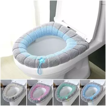 Чехол на сиденье унитаза Аксессуары для ванной комнаты Утолщенная флисовая накладка Бытовое кольцо для унитаза Универсальный чехол на сиденье унитаза Four Seasons бежевый