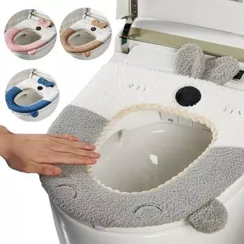 Чехол на сиденье унитаза, мягкий теплый моющийся коврик для подушки, многоразовые зимние подушечки для унитаза синий