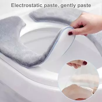 Чехол на сиденье унитаза, толстая, теплая, моющаяся, устойчивая к плесени, статическая цепляющаяся мягкая фланелевая подушка для унитаза на зиму и осень абрикосовый