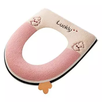 Чехол на сиденье унитаза, утолщенный, мягкий, с мультяшным кроликом, на молнии, водонепроницаемый, для четырех сезонов, универсальный, для ванной комнаты, унитаз, теплая подушка, подушка розовый