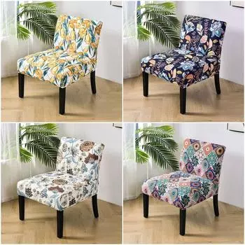 Чехол на стул без подлокотников с скандинавским цветочным принтом, съемный, моющийся, чехол для сиденья, эластичный, устойчивый к загрязнениям, чехол для дивана для гостиной