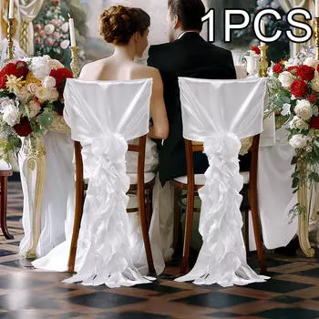 Чехол на стул для особых мероприятий, задняя крышка, высокая юбка, встречи белый