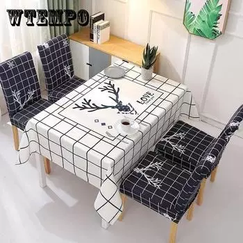 Чехол на стул с двумя установленными универсальными простыми хлопковыми и льняными водонепроницаемыми эластичными чехлами на стул для дома