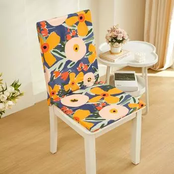 Чехол на стул с принтом, эластичный, бытовой, цельный, подушка для стула с губкой, нескользящий и пыленепроницаемый, подушка для сиденья стула для длительного сидения, чехол на сиденье Universal 50-55cm [Single Pack]