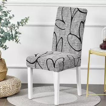 Чехол на стул с принтом, противогрязный чехол на сиденье, съемный чехол на кухонное сиденье из спандекса для банкета, свадебного ужина, ресторана 1 pc
