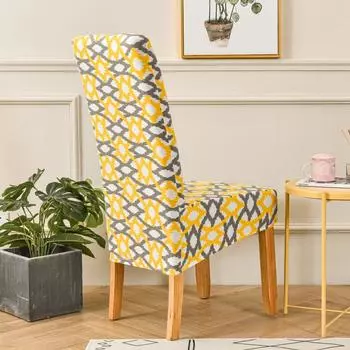 Чехол на стул с высокой спинкой, эластичный, с принтом, большой, диагональный, для отеля, дома, ресторана Extended Slant Chair Cover