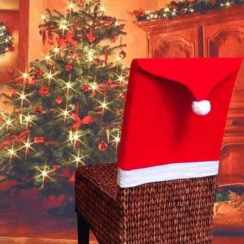 Чехол на стул Simplicity Table Dining Chair Cover Christmas Christmas for Home New Year Chair Cover Decoration Red Santa Claus Hat Gift 60x50cm красный
