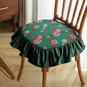 Чехол на стул в стиле ретро и ностальгии с принтом, обитый обеденный стул, подушка для сиденья, гофрированная нескользящая подушка для офисного стула, украшение для дома 45x45cm вино красного