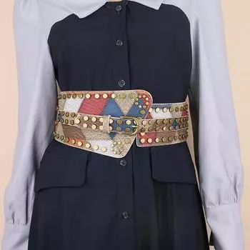 Чехол на талию с рисунком в виде шара в стиле ретро для женской верхней одежды, декоративный, с завышенной талией, в стиле панк, эластичный широкий пояс 86cm бездна