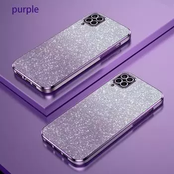 Чехол-накладка A 12 22 Luxury Gradient Glitter Plating Case для Samsung Galaxy A12 A22 4G A22S 5G Women Silicone Back Cover Funda A22 4G фиолетовый