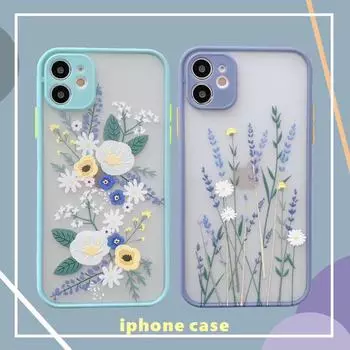 Чехол-накладка для iPhone 16 Skin-Feel Matte Full-Cover: 13 Pro Max Floral Design, XR Fine Hole Protection Apple 12promax синий
