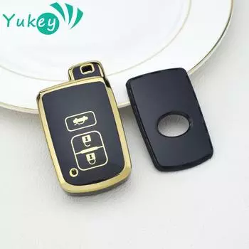 Чехол-накладка из ТПУ для Toyota RAV4 Highlander Auris CHR Avalon Land Cruiser Corolla Camry с 3 кнопками, чехол для дистанционного ключа автомобиля чёрный
