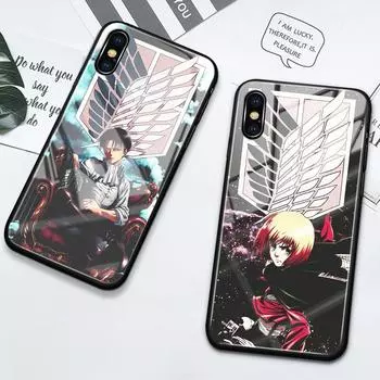 Чехол-накладка из закаленного стекла Attack On Titan для iPhone 11 12 13 14 Pro Max Mini 6 6s 7 8 14 Plus X Xr Xs Max Se2020 iPhone 6 6s