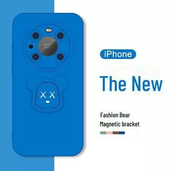 Чехол-накладка из жидкого силикона Huawei Mate60/Mate50/Honor60 Bear Ring P70 Pro