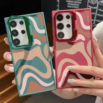 Чехол-накладка с волнистой полосой для Samsung S24 Ultra Plus S23 Fe A55 A54 A53 A52 A35 A15 A16 5g, ударопрочный, мягкий, тонкий, матовый, из ТПУ Samsung S24 чёрный