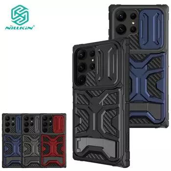 Чехол Nillkin Adventurer Pro для Samsung Galaxy S23 Ultra, чехол для телефона, скрытая подставка, защита для занятий спортом на открытом воздухе, противоударная задняя крышка Samsung S23 Ultra синий