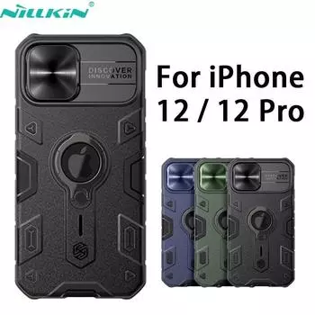 Чехол NILLKIN CamShield Armor Case для iPhone 12 Pro Max, защита объектива от падения, чехол для телефона Apple 12, версия с вырезом логотипа For 12 Mini чёрный