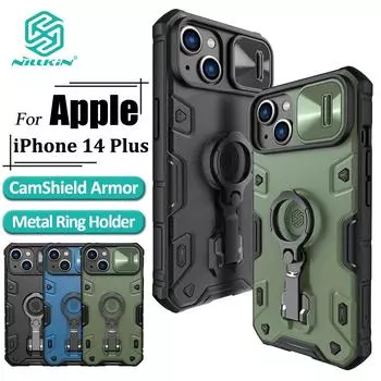 Чехол Nillkin CamShield Armor Pro для iPhone 14 Plus, чехол для телефона, кольцевой держатель, слайдер для камеры, тяжелая защита, противоударная задняя крышка iPhone 14 Plus синий