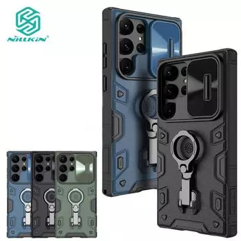Чехол Nillkin CamShield Armor Pro для Samsung Galaxy S23 Ultra, чехол для телефона, кольцевой держатель, слайдер для камеры, тяжелая защита, противоударная задняя крышка Samsung S23 Ultra чёрный