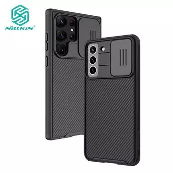 Чехол NILLKIN CamShield Case Samsung Galaxy S23 S22 Ultra S21 S20 FE S22 S21 Plus Матовый роскошный жесткий ПК с защитой от отпечатков пальцев противоударная задняя крышка Samsung S22 Ultra чёрный