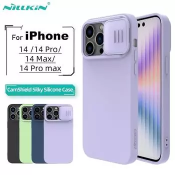 Чехол Nillkin CamShield для iPhone 14 13 Pro, шелковистая силиконовая защита объектива, задняя крышка для Apple iPhone 13 Pro Max Plus, чехол iPhone 14 Plus чёрный