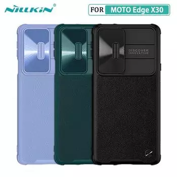 Чехол NILLKIN CamShield для MOTO Edge X30, кожаный защитный чехол для камеры, ТПУ + ПК, задняя крышка MOTO Edge X30 чёрный