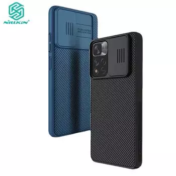 Чехол Nillkin CamShield для Xiaomi POCO M4 Pro 5G Redmi Note 11 11T 5G, слайдер для камеры телефона, ПК, противоударная задняя крышка Redmi Note 11T 5G синий