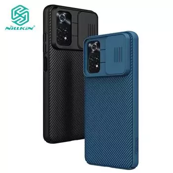 Чехол Nillkin CamShield для Xiaomi Poco M4 Pro 4G, защитный слайдер для камеры, роскошный жесткий противоударный чехол для ПК Poco M4 Pro 4G синий