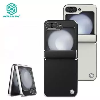 Чехол Nillkin CamShield Flip Leather Case для Samsung Galaxy Z Flip 6, роскошный высококачественный кожаный противоударный защитный чехол For Samsung Galaxy Z Flip 6 чёрный