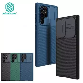 Чехол Nillkin CamShield Pro для Samsung Galaxy S22 Ultra, чехол для телефона из ТПУ, слайдер для ПК, роскошная противоударная задняя крышка Samsung S22 Ultra чёрный