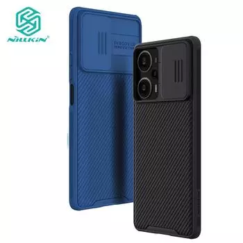 Чехол Nillkin CamShield Pro для телефона Redmi Note 12 Turbo POCO F5, защитный слайдер для камеры, жесткий противоударный чехол для задней панели из ПК Redmi Note 12 Turbo синий