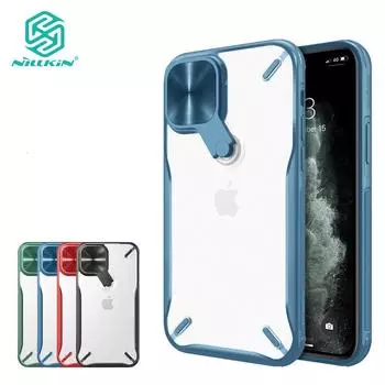 Чехол Nillkin Cyclops для телефона iPhone 12 Pro Max 12 Mini с роскошной металлической защитной откидной крышкой для задней камеры и подставкой IPhone 12 / 12 Pro чёрный