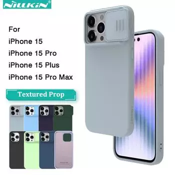 Чехол NILLKIN для iPhone 15 Pro Max, шелковистый силиконовый чехол CamShield для iPhone 15 Plus, чехол iPhone 15 Plus синий