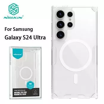 Чехол Nillkin для Nillkin для Samsung Galaxy S24 Ultra, чехол для телефона из ТПУ Pro, тонкий силиконовый чехол с магнитной задней крышкой Samsung Galaxy S24 Ultra белый
