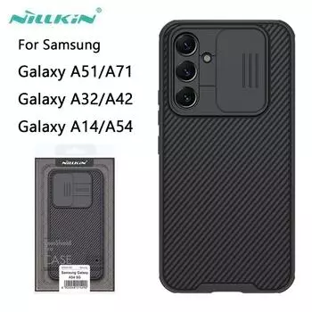 Чехол Nillkin для Samsung Galaxy A51 A71, защитный чехол для камеры с защитной крышкой для объектива, защитный чехол для Samsung A14 A32 A42 A54 4G 5G Samsung Galaxy A71 чёрный